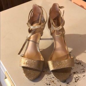 Gold glitter heels